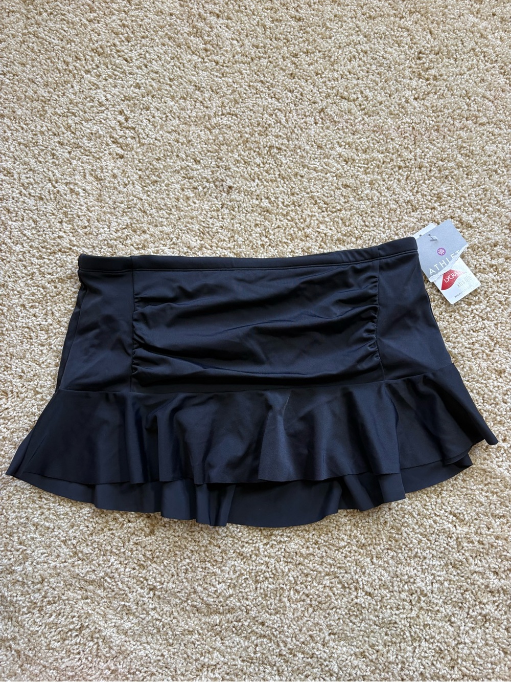 NWT Athleta Layered Ruffle Swim Skirt - Black Medium